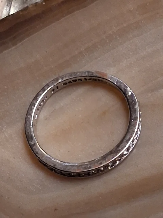 10k Pavé Crystal Half-Set Band Ring in Silver - Picture 3 of 9